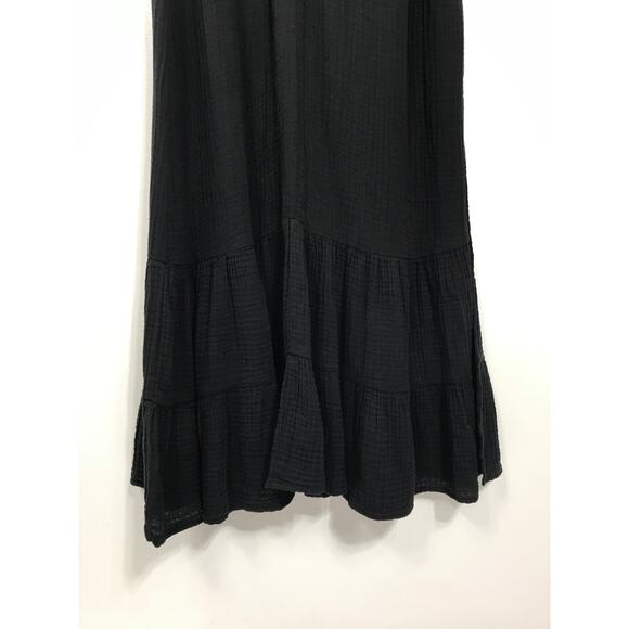 Sundays Gauze Ruffle Maxi Sundress Black Dress Women's S Cute Airy 100% Cotton - Picture 5 of 12